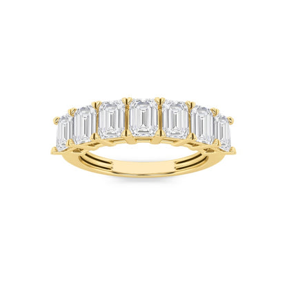 2CTW Emerald Shaped Lab Grown Diamond (F/VS) Seven Stone Band Ring in 14K Gold