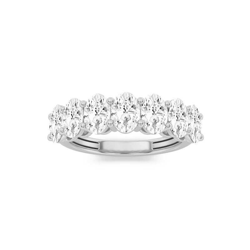 2CTW Oval Shaped Lab Grown Diamond (F/VS) Seven Stone Band Ring in 14K Gold