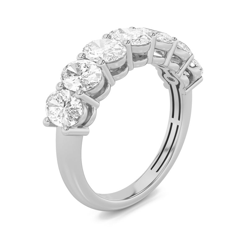 2CTW Oval Shaped Lab Grown Diamond (F/VS) Seven Stone Band Ring in 14K Gold