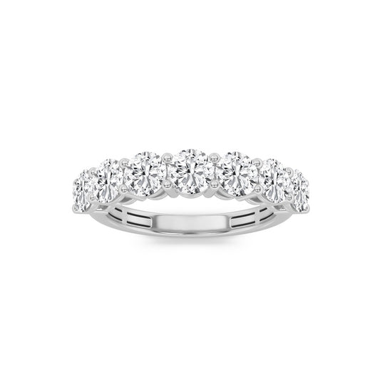 2CTW Round Shaped Lab Grown Diamond (F/VS) Seven Stone Band Ring in 14K Gold