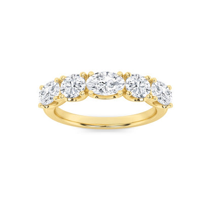 2CTW Oval Shaped Lab Grown Diamond (F/VVS) Five Stone Band Ring in 14K Gold