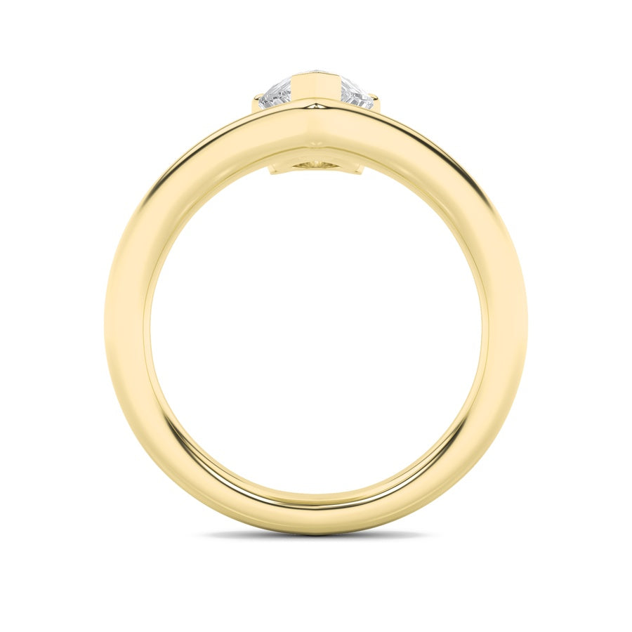 1.5CTW Pear Shaped Lab Grown Diamond (F/VS) Chevron Solitaire Engagement Ring in 14K Gold