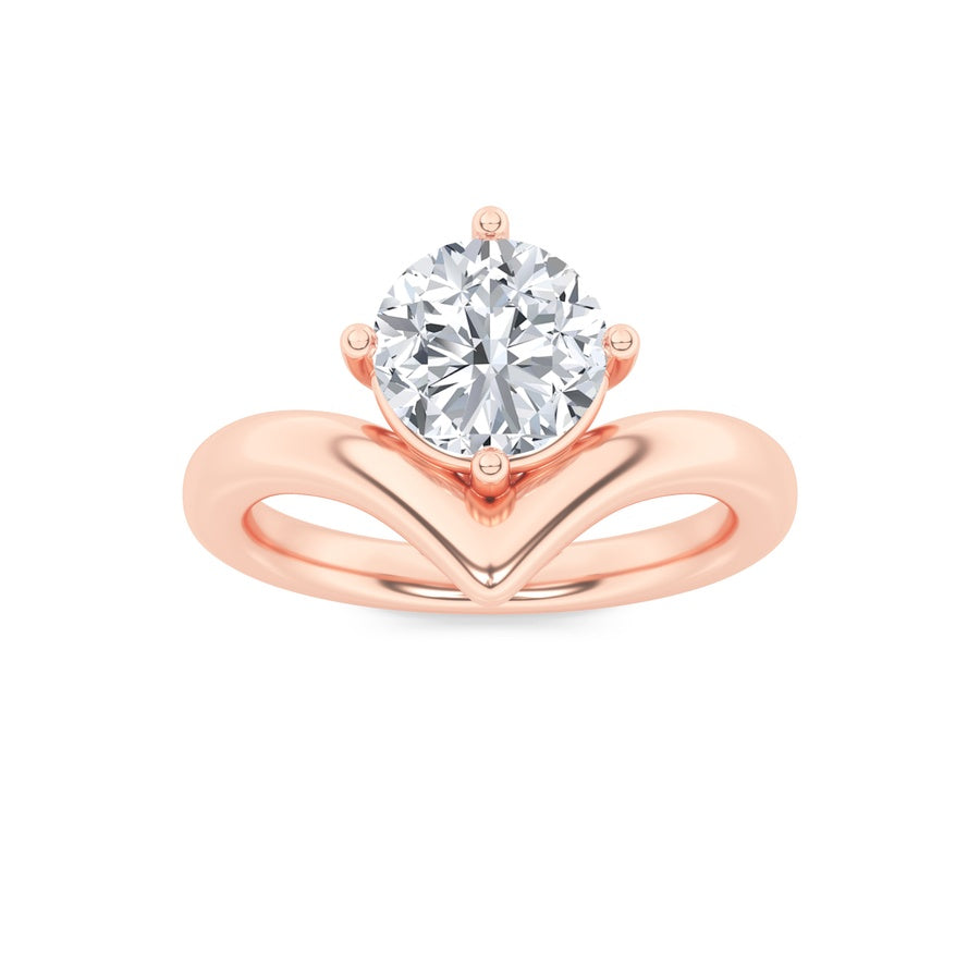 1.5CTW Round Shaped Lab Grown Diamond (G/VS) Chevron Solitaire Engagement Ring in 14K Gold