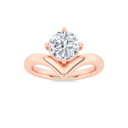 1.5CTW Round Shaped Lab Grown Diamond (G/VS) Chevron Solitaire Engagement Ring in 14K Gold