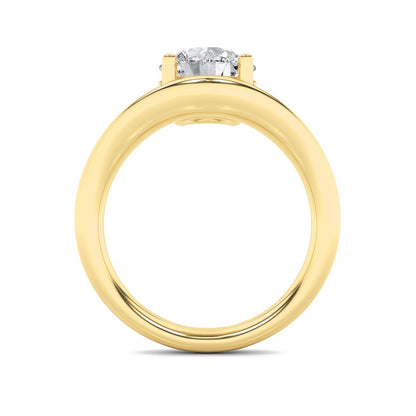 2CTW Round Shaped Lab Grown Diamond (F/VS) Accented Solitaire Fancy Engagement Ring in 14K Gold