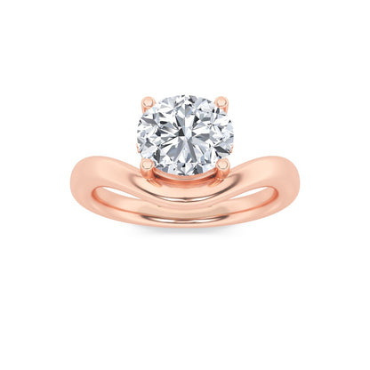 2CTW Round Shaped Lab Grown Diamond (F/VS) Accented Solitaire Fancy Engagement Ring in 14K Gold