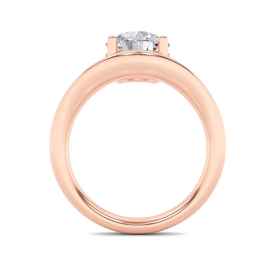 2CTW Round Shaped Lab Grown Diamond (F/VS) Accented Solitaire Fancy Engagement Ring in 14K Gold