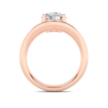 2CTW Round Shaped Lab Grown Diamond (F/VS) Accented Solitaire Fancy Engagement Ring in 14K Gold