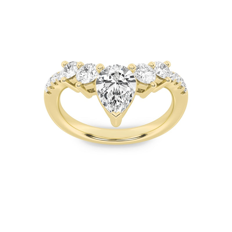 1.5CTW Pear Shaped Lab Grown Diamond (F/VS) Fancy Contour Ring in 14K Gold