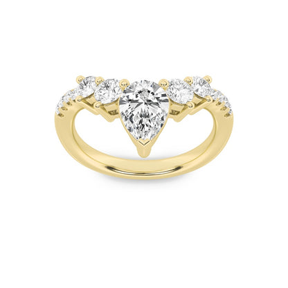 1.5CTW Pear Shaped Lab Grown Diamond (F/VS) Fancy Contour Ring in 14K Gold