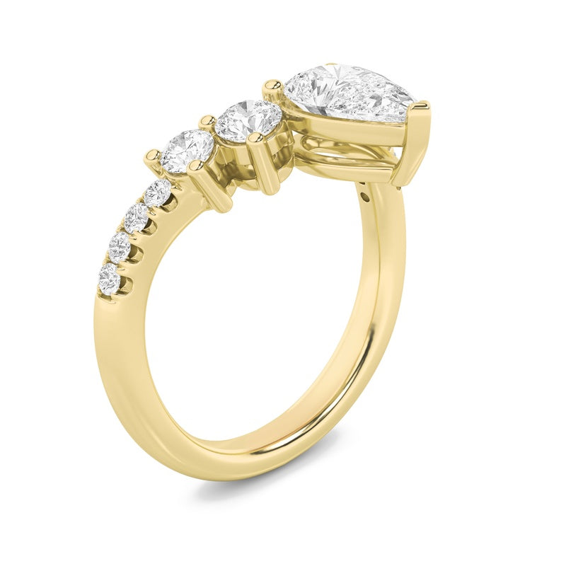 1.5CTW Pear Shaped Lab Grown Diamond (F/VS) Fancy Contour Ring in 14K Gold