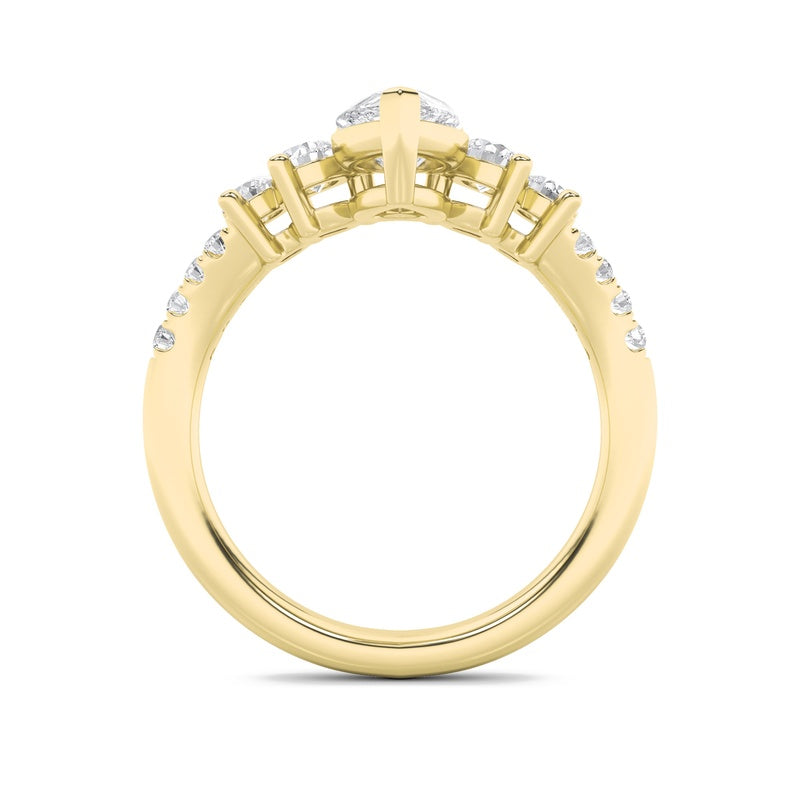1.5CTW Pear Shaped Lab Grown Diamond (F/VS) Fancy Contour Ring in 14K Gold
