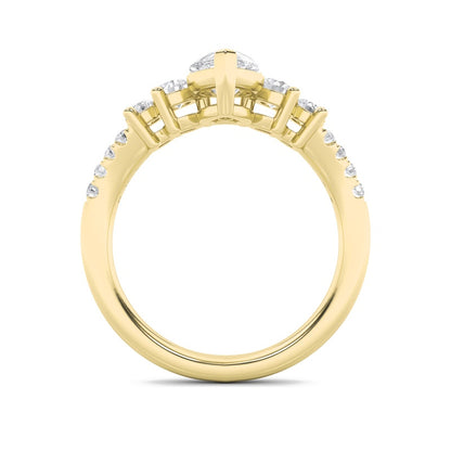 1.5CTW Pear Shaped Lab Grown Diamond (F/VS) Fancy Contour Ring in 14K Gold