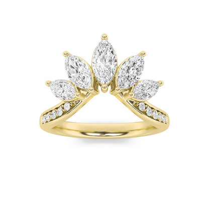1.5CTW Marquise Shaped Lab Grown Diamond (F/VVS) Fancy Contour Ring in 14K Gold