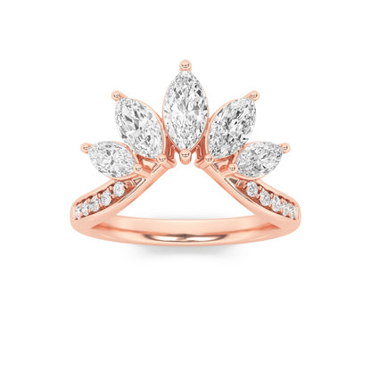 1.5CTW Marquise Shaped Lab Grown Diamond (F/VVS) Fancy Contour Ring in 14K Gold