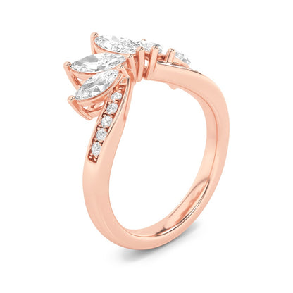 1.5CTW Marquise Shaped Lab Grown Diamond (F/VVS) Fancy Contour Ring in 14K Gold