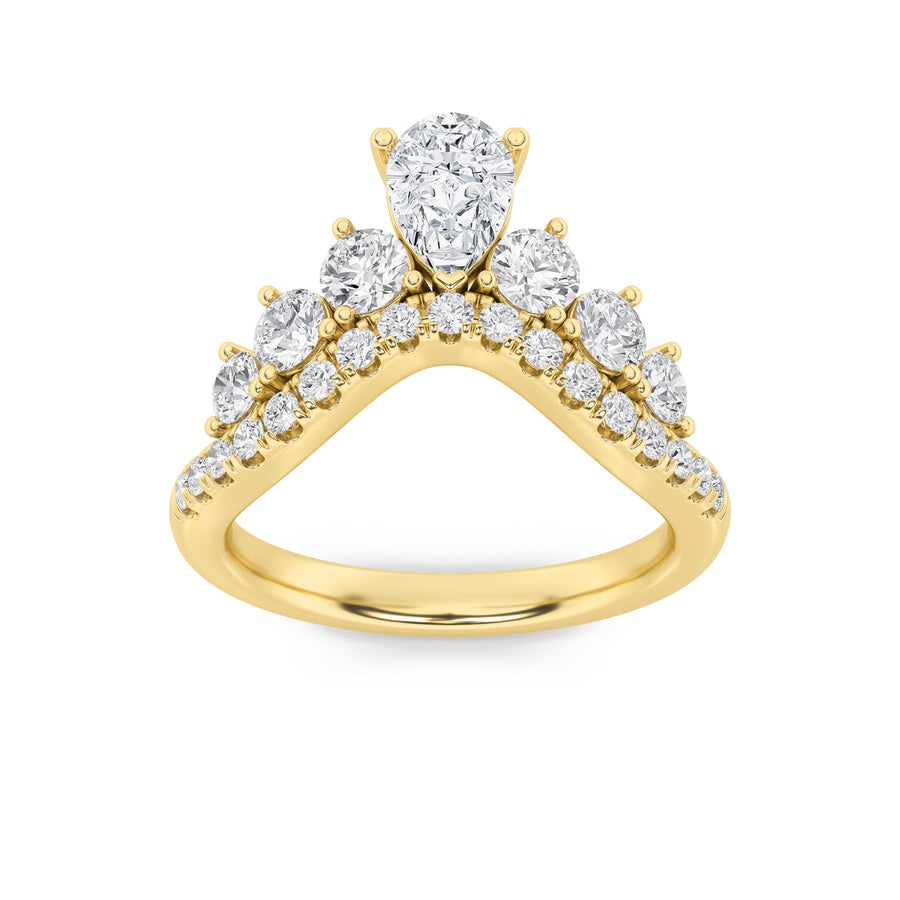 1.5CTW Pear Shaped Lab Grown Diamond (F/VS) Fancy Contour Ring in 14K Gold
