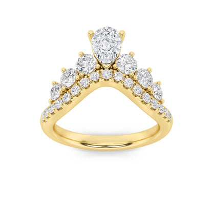 1.5CTW Pear Shaped Lab Grown Diamond (F/VS) Fancy Contour Ring in 14K Gold
