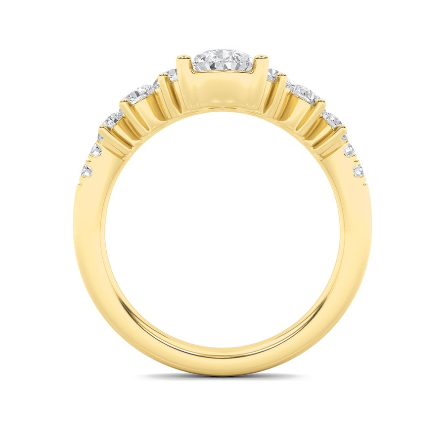1.5CTW Pear Shaped Lab Grown Diamond (F/VS) Fancy Contour Ring in 14K Gold