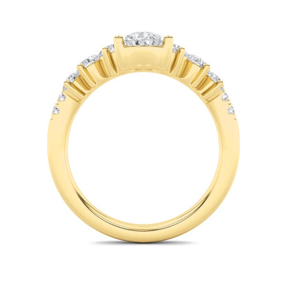 1.5CTW Pear Shaped Lab Grown Diamond (F/VS) Fancy Contour Ring in 14K Gold