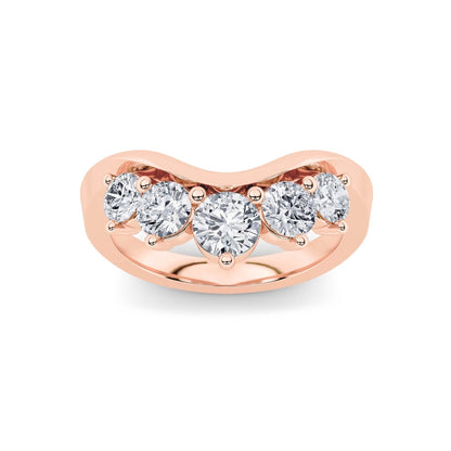 1CTW Round Shaped Lab Grown Diamond (F/VS) Fancy Contour Ring in 14K Gold