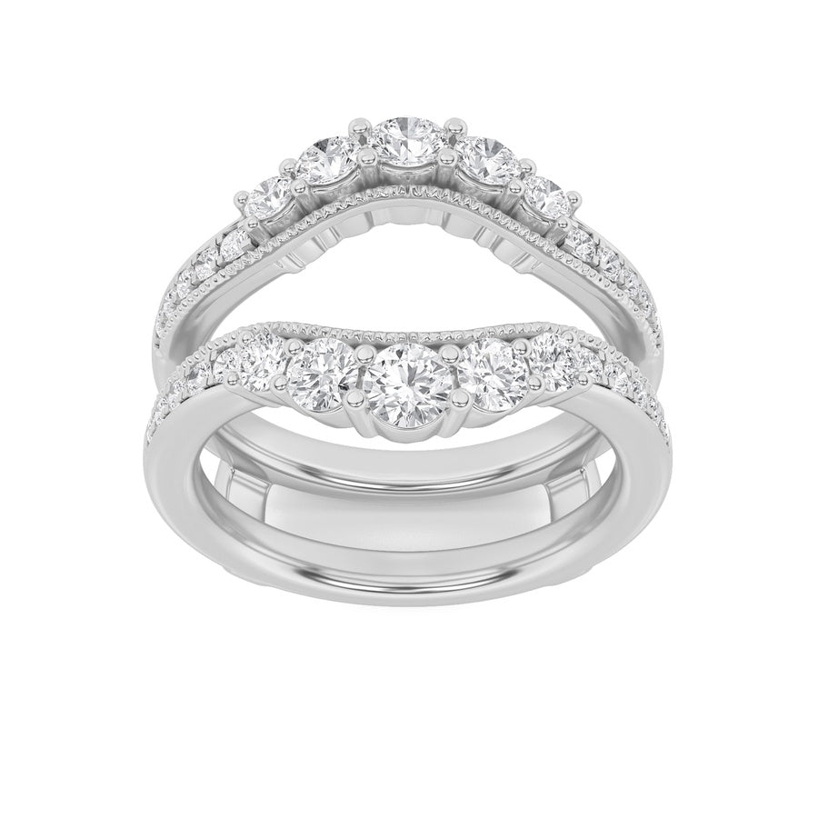 1CTW Round Shaped Lab Grown Diamond (F/VS) Insert Jacket Ring in 14K Gold