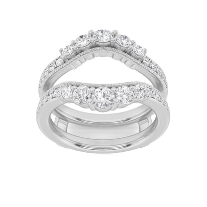 1CTW Round Shaped Lab Grown Diamond (F/VS) Insert Jacket Ring in 14K Gold