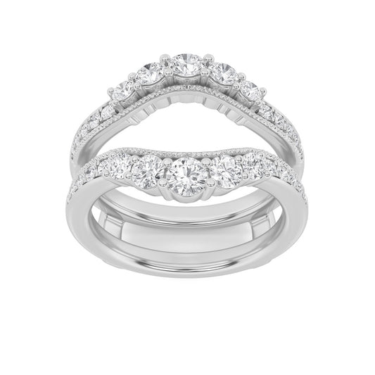 1CTW Round Shaped Lab Grown Diamond (F/VS) Insert Jacket Ring in 14K Gold
