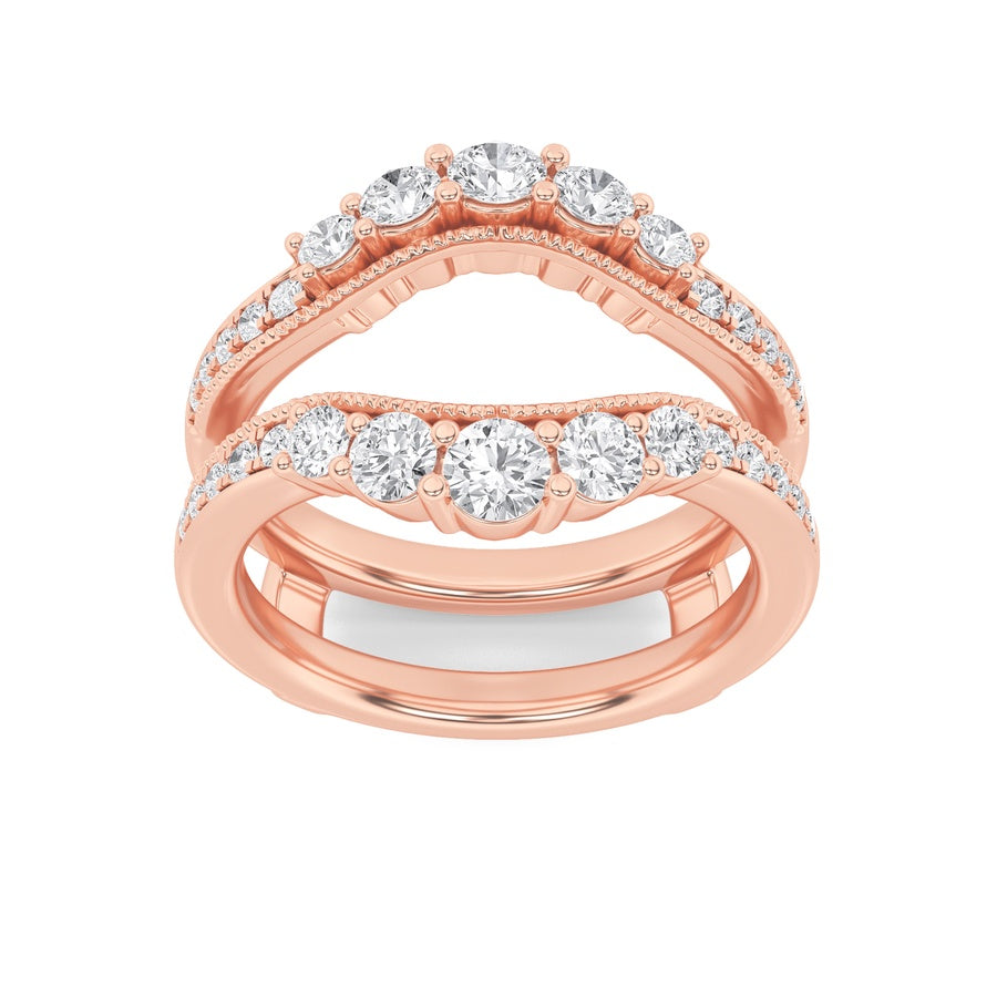 1CTW Round Shaped Lab Grown Diamond (F/VS) Insert Jacket Ring in 14K Gold