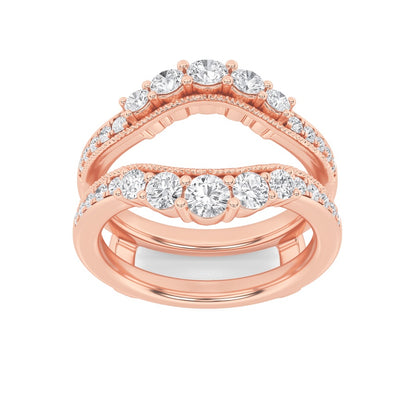 1CTW Round Shaped Lab Grown Diamond (F/VS) Insert Jacket Ring in 14K Gold