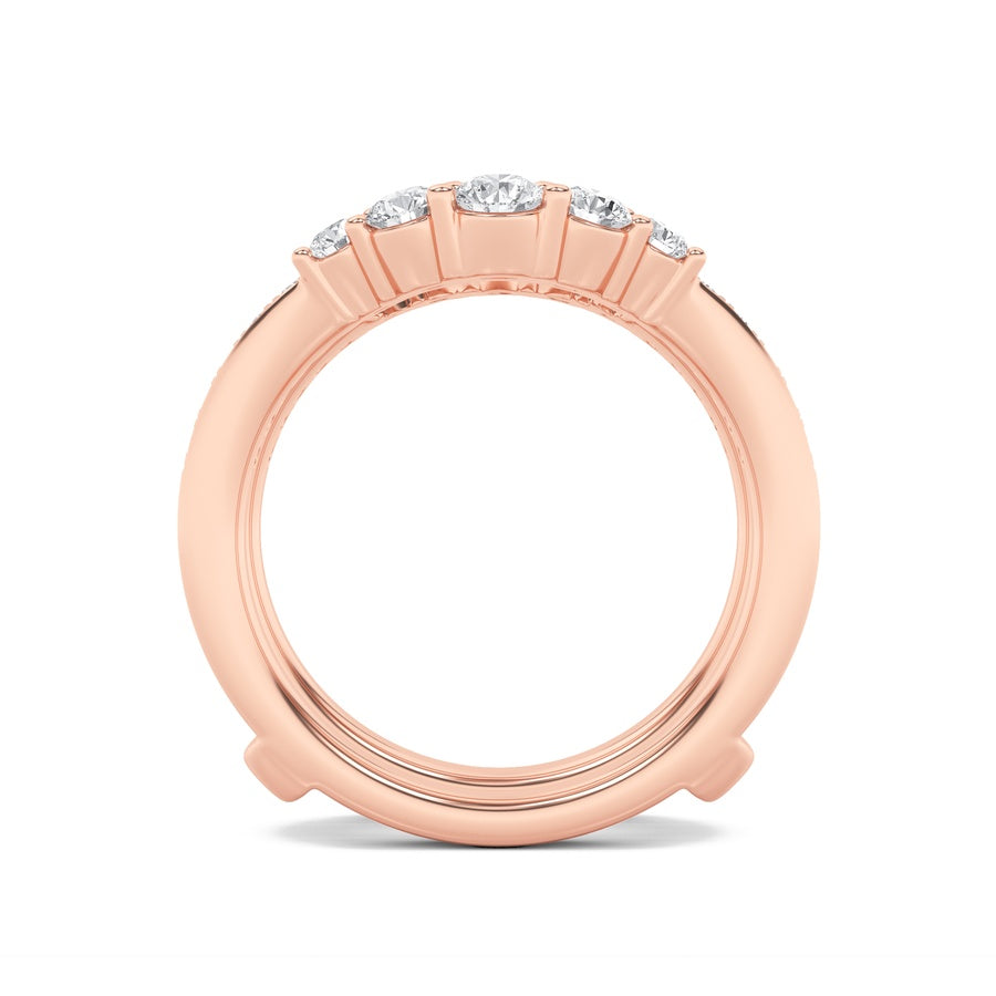 1CTW Round Shaped Lab Grown Diamond (F/VS) Insert Jacket Ring in 14K Gold