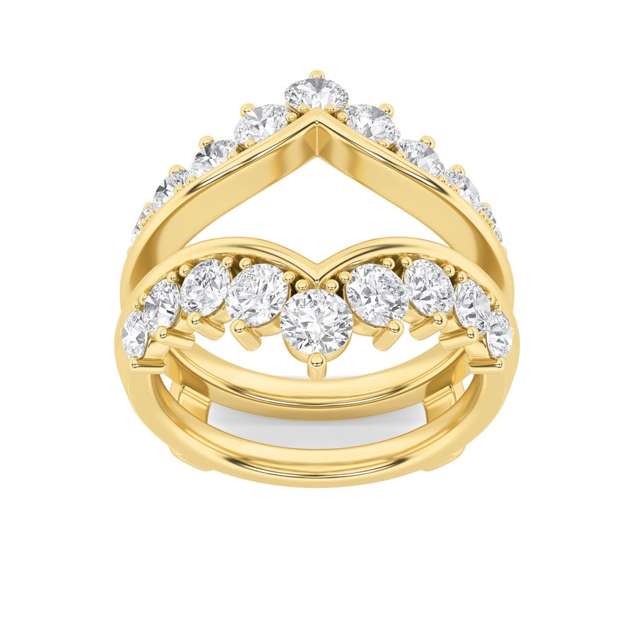 2CTW Round Shaped Lab Grown Diamond (F/VS) Insert Jacket Ring in 14K Gold