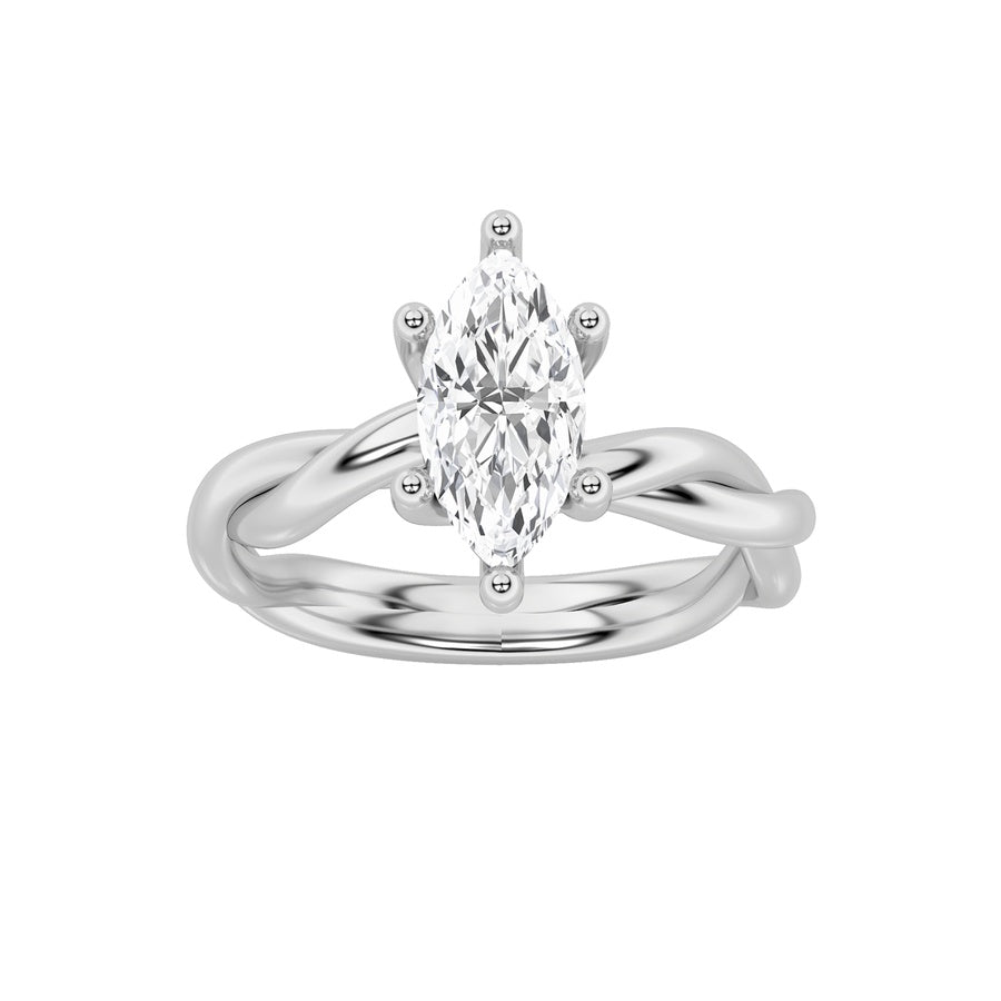 1.5CTW Marquise Shaped Lab Grown Diamond (F/VS) Twisted Shank Solitaire Engagement Ring in 14K Gold
