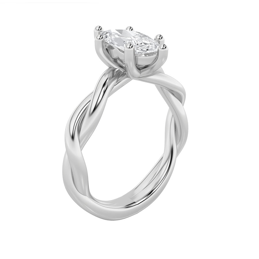 1.5CTW Marquise Shaped Lab Grown Diamond (F/VS) Twisted Shank Solitaire Engagement Ring in 14K Gold
