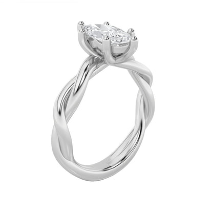 1.5CTW Marquise Shaped Lab Grown Diamond (F/VS) Twisted Shank Solitaire Engagement Ring in 14K Gold