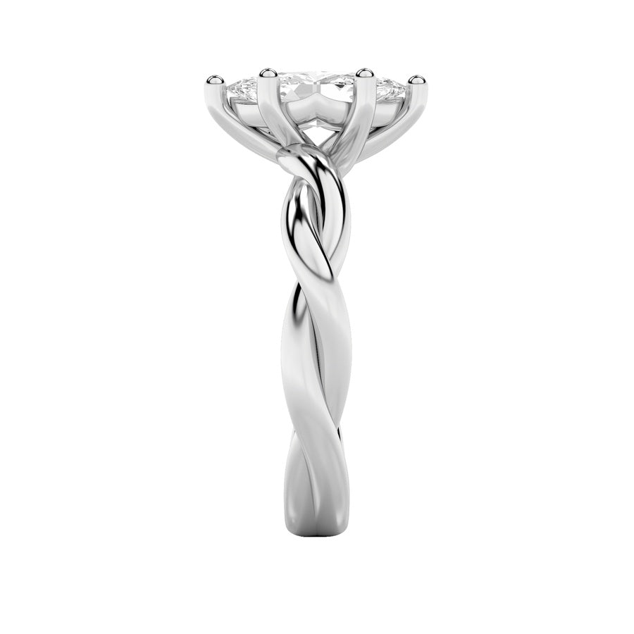 1.5CTW Marquise Shaped Lab Grown Diamond (F/VS) Twisted Shank Solitaire Engagement Ring in 14K Gold