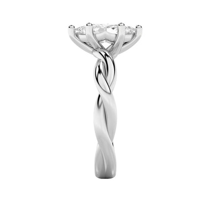 1.5CTW Marquise Shaped Lab Grown Diamond (F/VS) Twisted Shank Solitaire Engagement Ring in 14K Gold