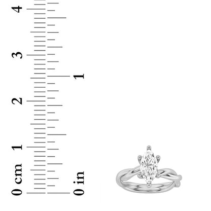 1.5CTW Marquise Shaped Lab Grown Diamond (F/VS) Twisted Shank Solitaire Engagement Ring in 14K Gold