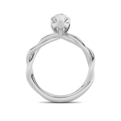 1.5CTW Pear Shaped Lab Grown Diamond (F/VS) Twisted Shank Solitaire Engagement Ring in 14K Gold