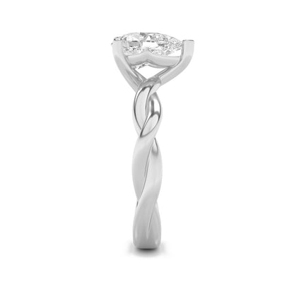 1.5CTW Pear Shaped Lab Grown Diamond (F/VS) Twisted Shank Solitaire Engagement Ring in 14K Gold