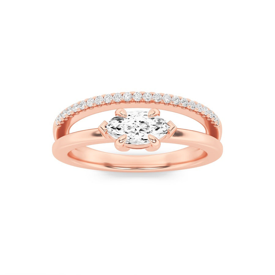 0.5CTW Marquise Shaped Lab Grown Diamond (G/VS) Fashion Ring in 10K Gold