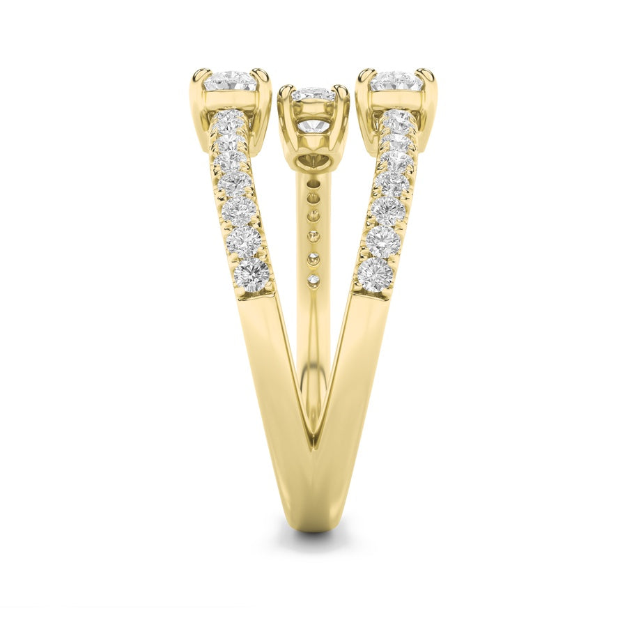 1CTW Oval Shaped Lab Grown Diamond (F/VS) Three Stone Fashion Ring in 14K Gold