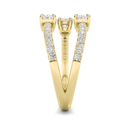 1CTW Oval Shaped Lab Grown Diamond (F/VS) Three Stone Fashion Ring in 14K Gold