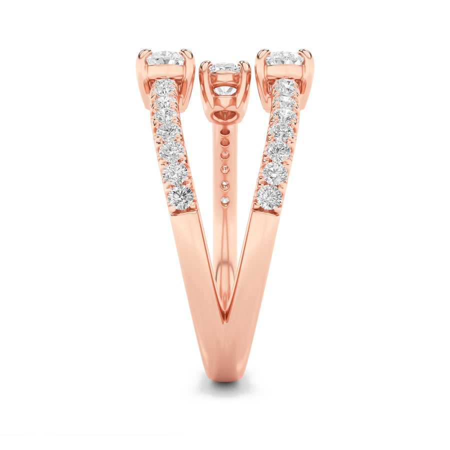 1CTW Oval Shaped Lab Grown Diamond (F/VS) Three Stone Fashion Ring in 14K Gold