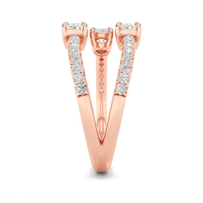 1CTW Oval Shaped Lab Grown Diamond (F/VS) Three Stone Fashion Ring in 14K Gold