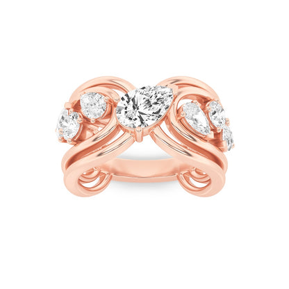 2CTW Pear Shaped Lab Grown Diamond (F/VS) Seven Stone Fashion Ring in 14K Gold