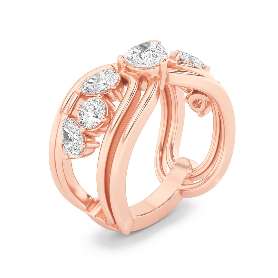 2CTW Pear Shaped Lab Grown Diamond (F/VS) Seven Stone Fashion Ring in 14K Gold