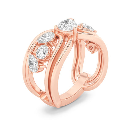 2CTW Pear Shaped Lab Grown Diamond (F/VS) Seven Stone Fashion Ring in 14K Gold