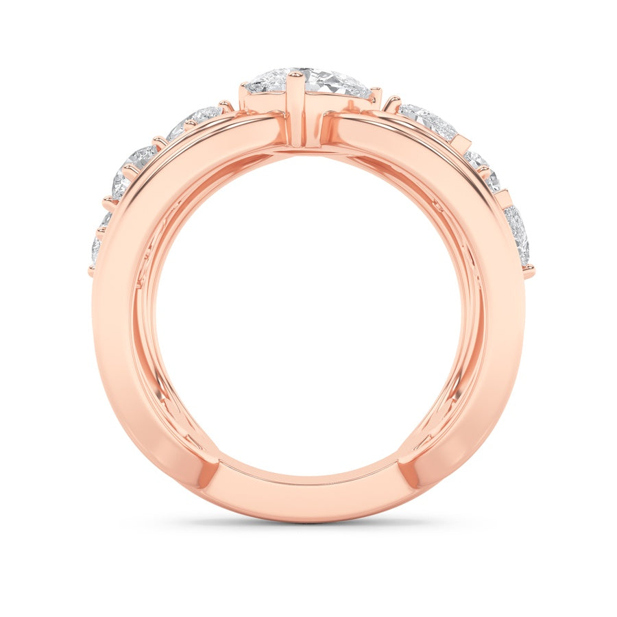2CTW Pear Shaped Lab Grown Diamond (F/VS) Seven Stone Fashion Ring in 14K Gold