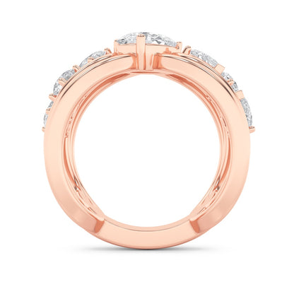 2CTW Pear Shaped Lab Grown Diamond (F/VS) Seven Stone Fashion Ring in 14K Gold